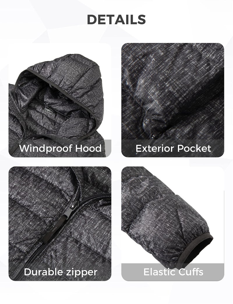 wantdo Women's Hooded Packable Ultra Light Weight Short Down Jacket Gray Large - Image 3